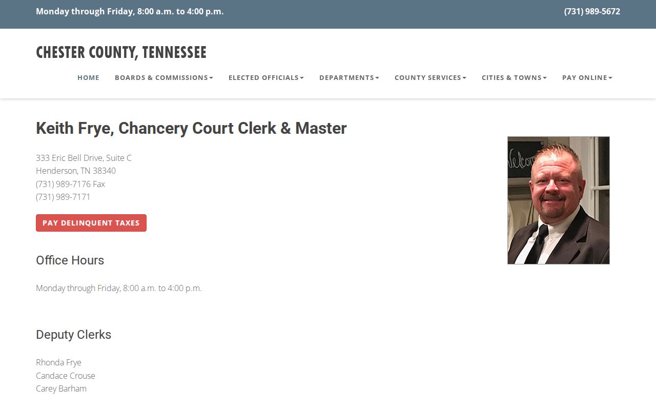 Chester County Chancery court docket Clerk and Master contact